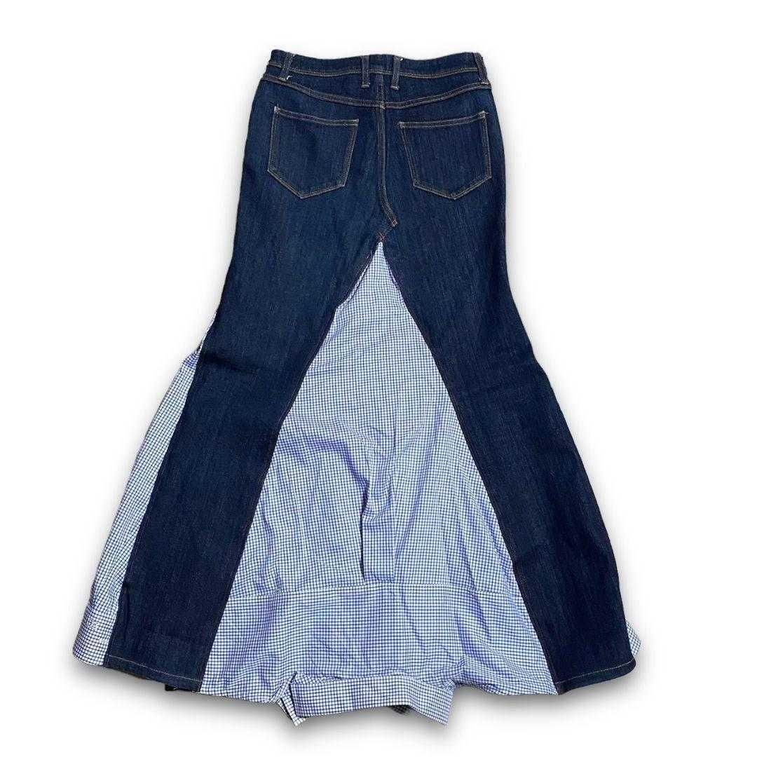mero- 青　水色 デニム　シャツ　ドッキング　変形　ロング スカート