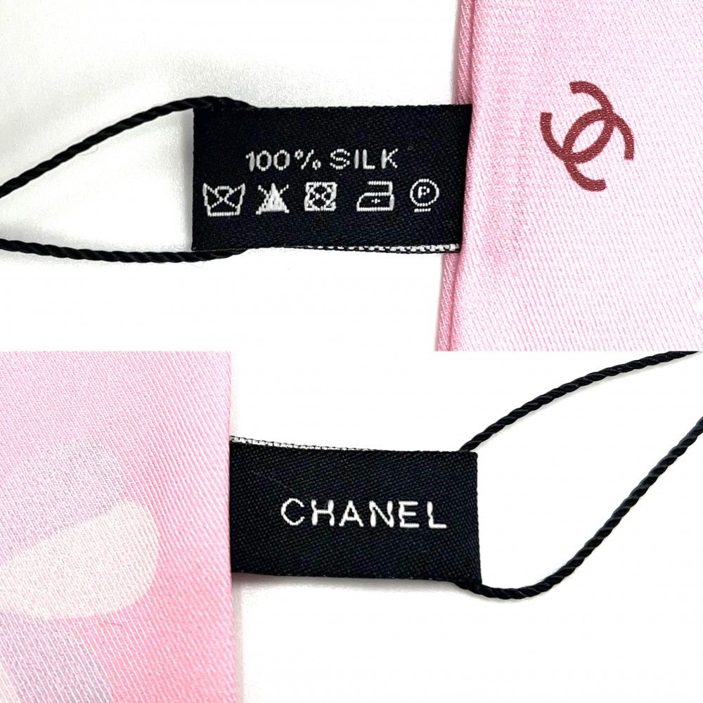 CHANEL シャネル スカーフ ココマーク カメリア ピンク CHANEL 美品/ シャネル ココ/マーク/カメリア シルク100