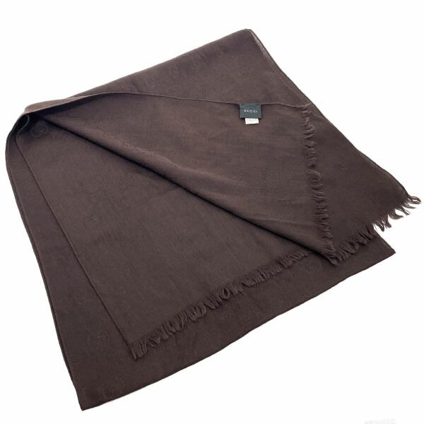 グッチ ストール GG柄 マフラー ウール シルク ダークブラウン 濃茶  