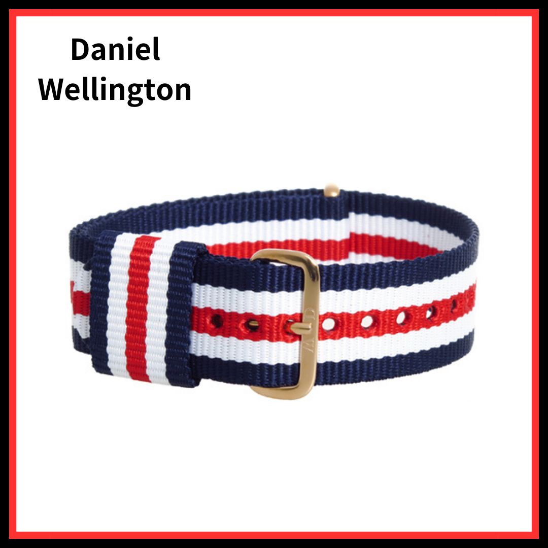 【限定入荷】Daniel Wellington　ダニエルウェリントン 腕時計 40mm用 ナイロン 替えベルト CANTERBURY ローズゴールド 0302DW DW00200002 ブルー ホワイト レッド