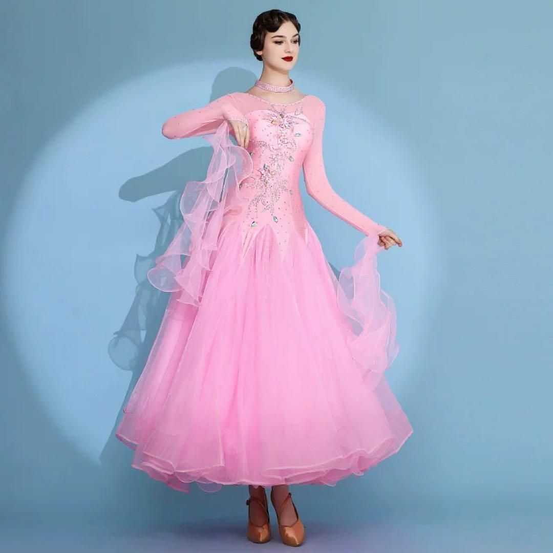 【目を惹く豪華デザイン】発表会・競技会で映えるストーン付きスタンダードドレス 新品未使用 【目を惹く豪華デザイン】発表会・競技会で映えるストーン