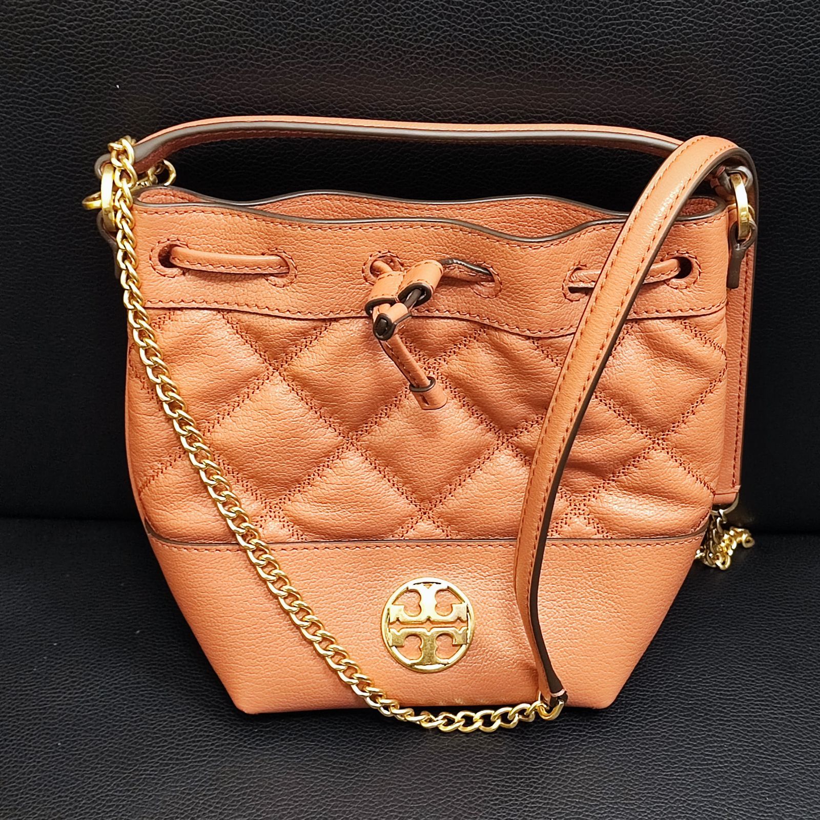 【MU202433】極美品 Tory Burch トリーバーチ Willa Mini Bucket Bag 87293 ベージュピンク ２Way ショルダーバッグポシェット