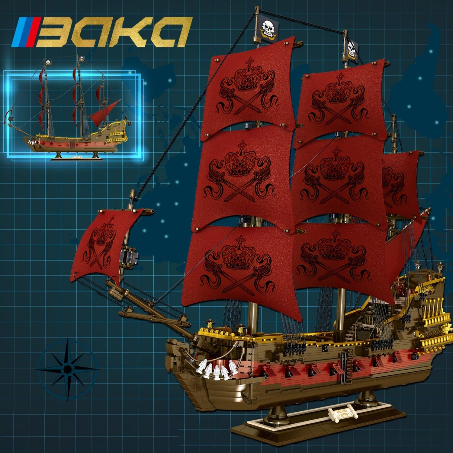 新着商品 海賊船モデルビルディングブロックセット 4469ピース 大人14歳以上向けの教育コレクターズアイテム ホームデコレーションデスク玩具 映画テーマ ABS素材 イースター クリスマス ハロウィーン 誕生日のギフトに最適Yhz