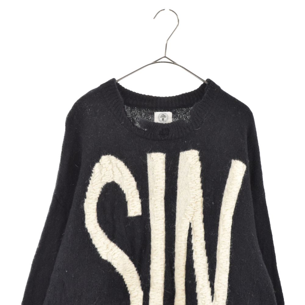 SAINT MICHAEL (セントマイケル) 21AW SIN Wool Sweater ダメージ加工 ウール ニットセーター ブラック SM-A21 -0000-039 - メルカリ