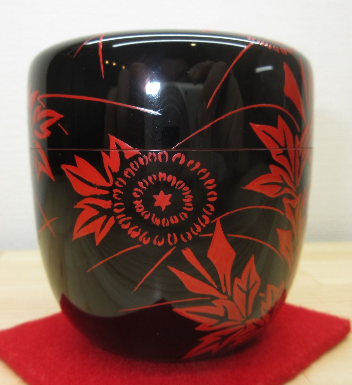 逢絢亭 茶道具 大棗 山中塗 菊蒔絵 内金塗 木製 中村宗恭 共箱入り 骨董品 銅版画