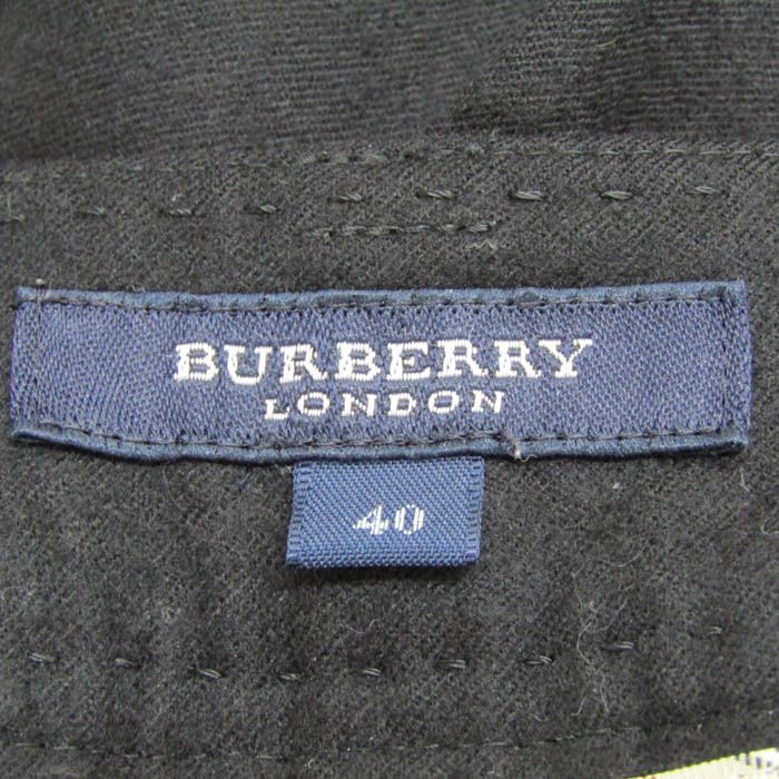 【大注目?売切れ注意】 バーバリーロンドン ロングパンツ ウール混 ストレッチ ブランド ボトムス 黒 レディース 40サイズ ブラック BURBERRY familiar