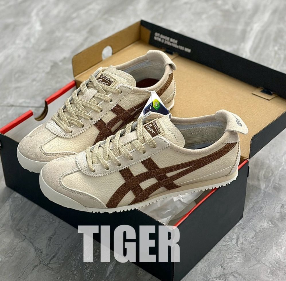 Onitsuka Tigerオニツカタイガー MEXICO 66 ローカット カジュアルス ニーカー 男女兼用 ベージュ＆ブラウン