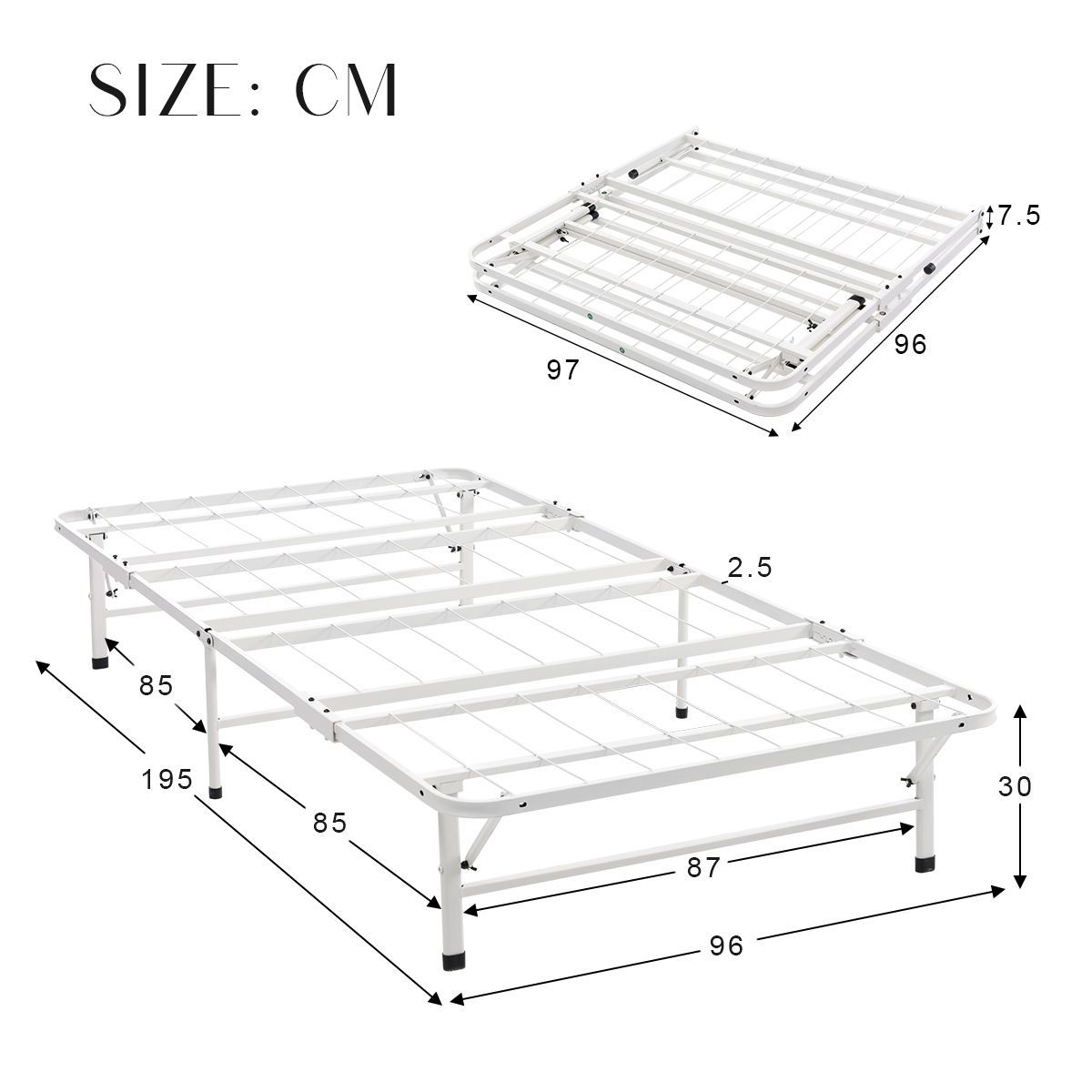 パイプベッド｜シングル｜折りたたみ｜下収納｜耐荷重200kg｜省スペース｜WF302693BAA