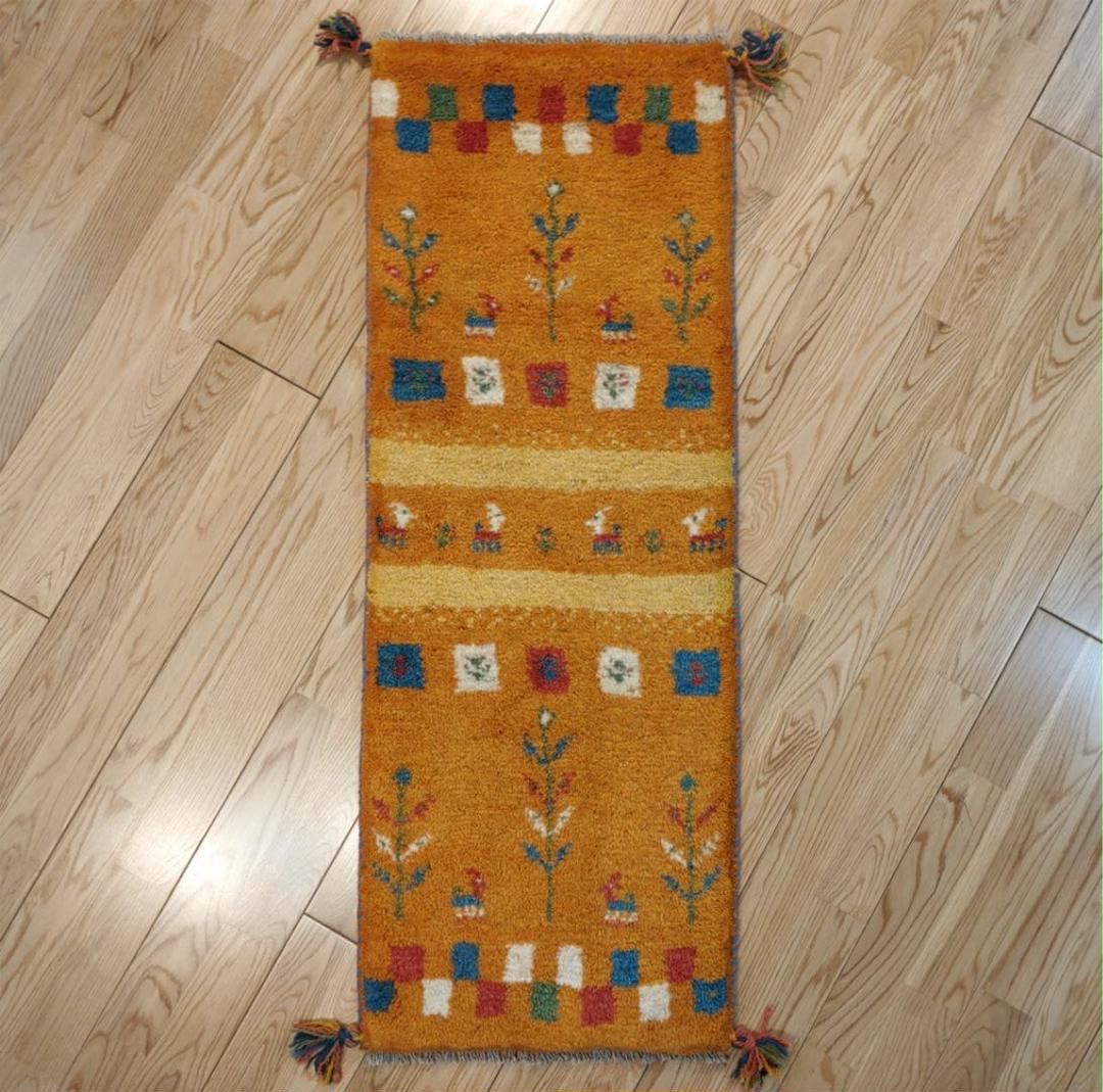 世界的に 手織りペルシャギャッベ 120×40cm ランナー