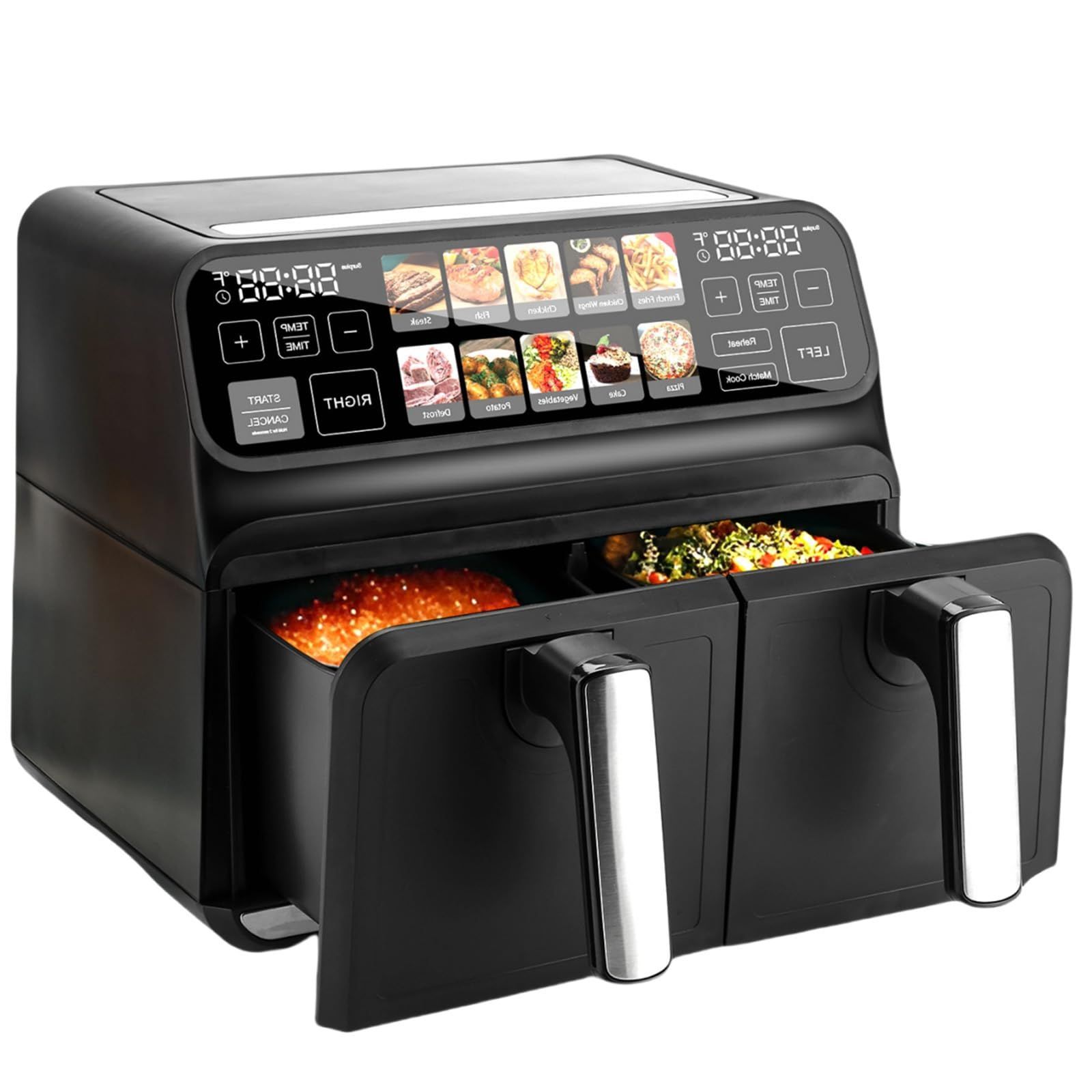 数量 PSE認証済み 惣菜 揚げ物 調理家電 油なし エアフライヤー 最高温230℃ 電気 家庭用 フライヤー ダブルバスケット 大容量 8L ノンフライヤー ChefRobot SKLAD-KIRPICHA_RU