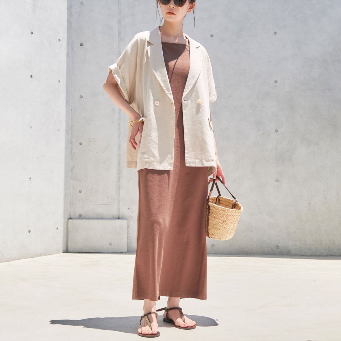 SLOBE IENA(スローブイエナ) レーヨンリネンハーフスリーブ