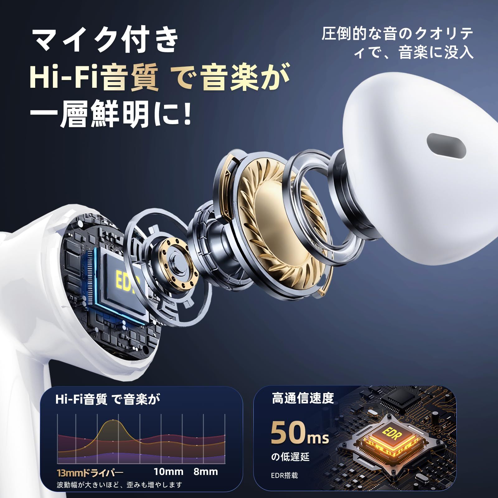 ワイヤレスイヤホン bluetoothイヤホン