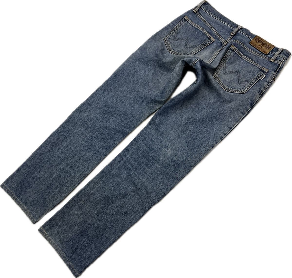 EDWIN  403 渋い風合い 綺麗なストレート デニムパンツ ブルー ジーンズ W30 アメカジ ストリート 古着 オールド エドウィンJa7433