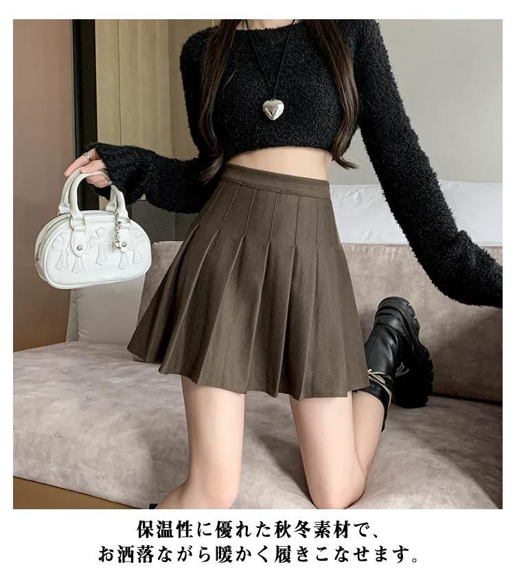 ミニスカート インナーパンツ付き ミニ丈 プリーツスカート