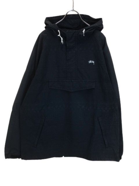 【中古】 STUSSY ステューシー ナイロンジャケット　ハーフジップ ブラック XL 44801123
