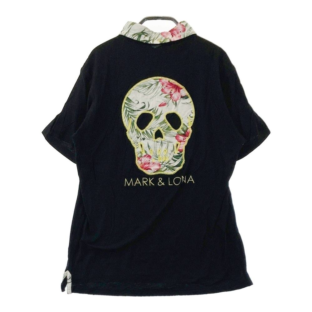 サイズ：M MARK&LONA マークアンドロナ  半袖ポロシャツ ボタンダウン  ブラック系 [240101413857] ゴルフウェア レディース ストスト サイズ：M MARK&LONA マークアンドロナ 半袖ポロシャツ ボタン
