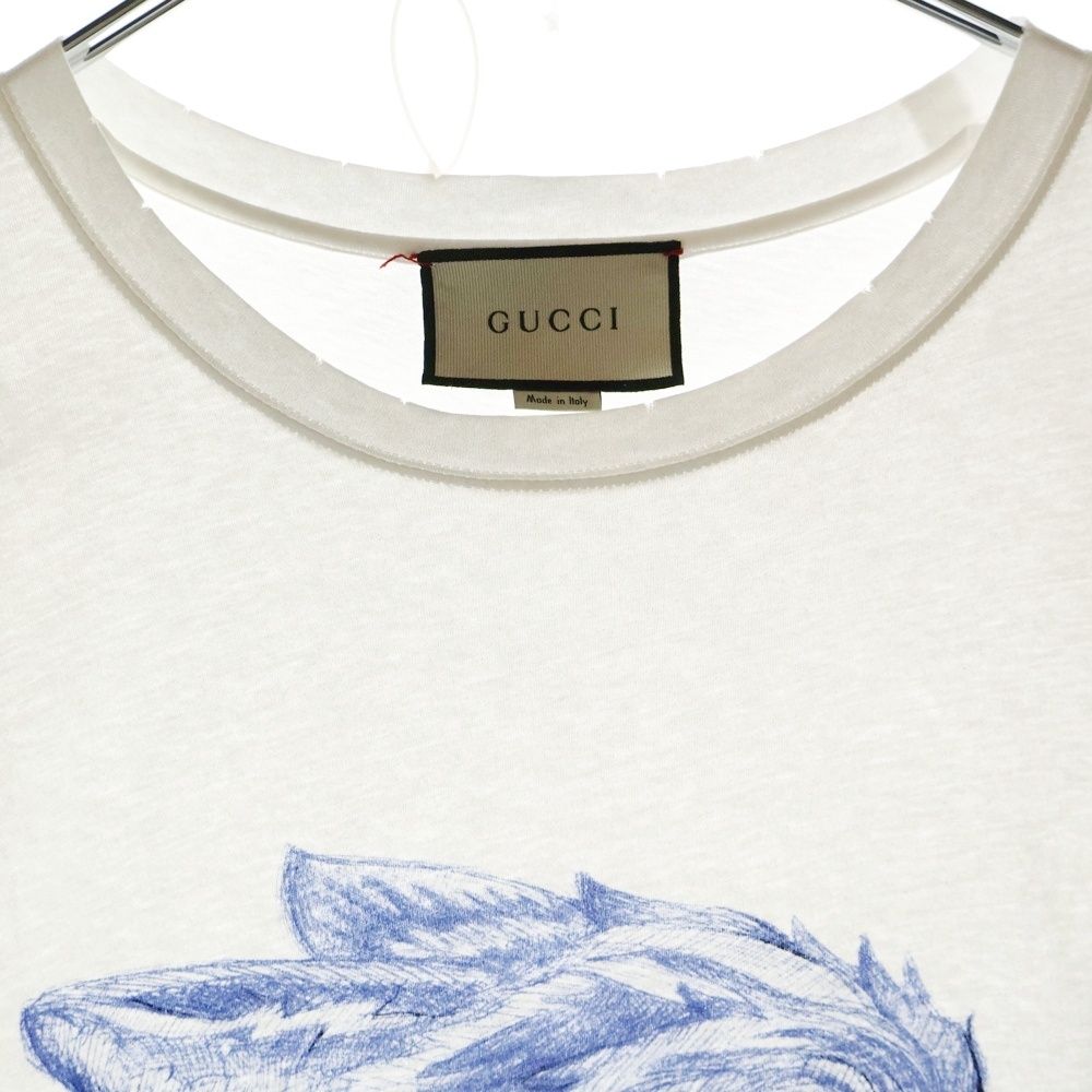 GUCCI (グッチ) ウルフ ダメージ加工 プリントTシャツ 497060 X3I46 