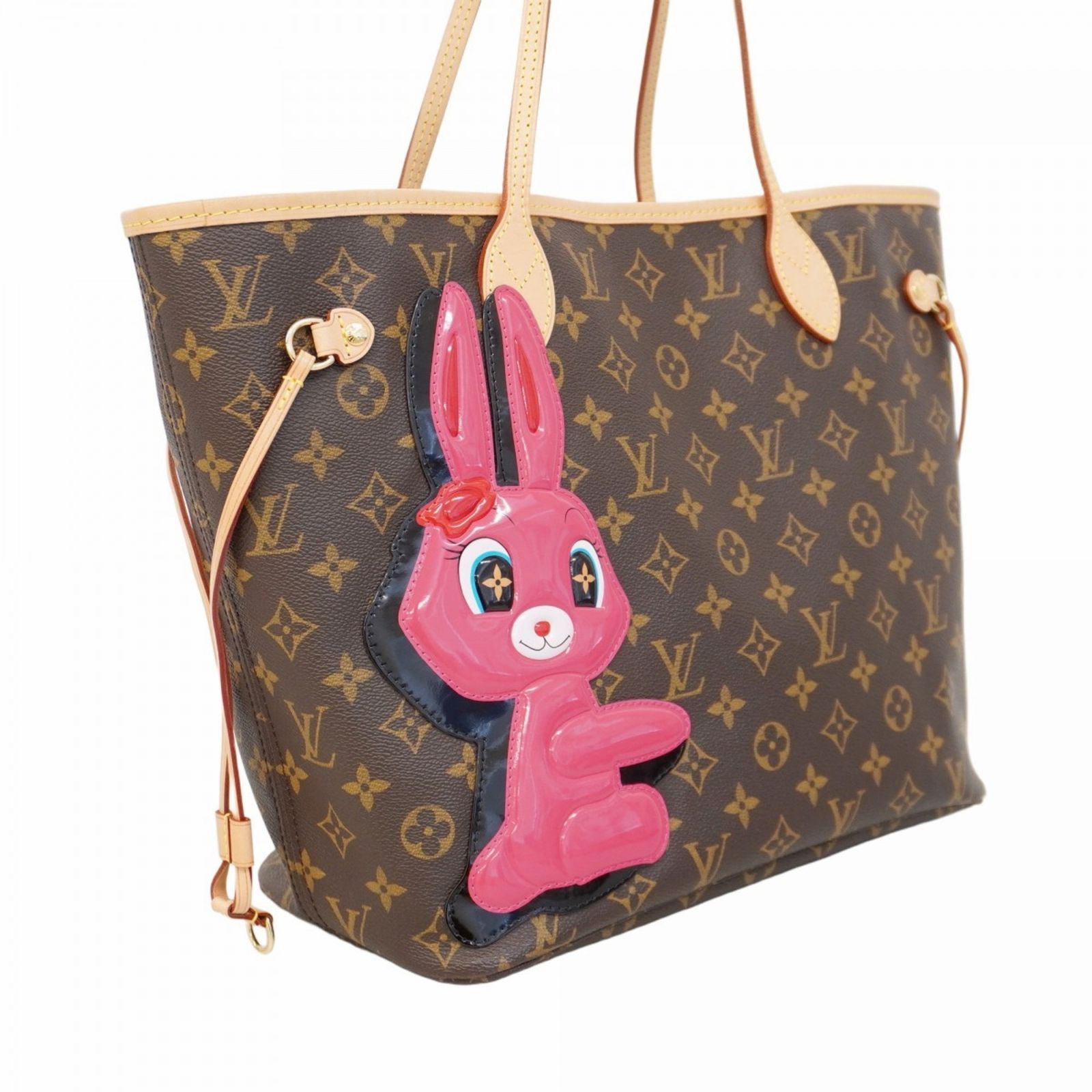 ルイ ヴィトン Louis Vuitton ルイ ヴィトン トートバッグ モノグラム Sun Yitianコラボ ネヴァーフルMM M47200 ブラウン グリーン ピンクレディース