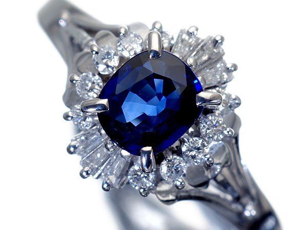 ジュエリー 上質ブルー煌く 上質天然ブルーサファイア0.76ct＆ダイヤ0.32ct Pt900リング h7243og