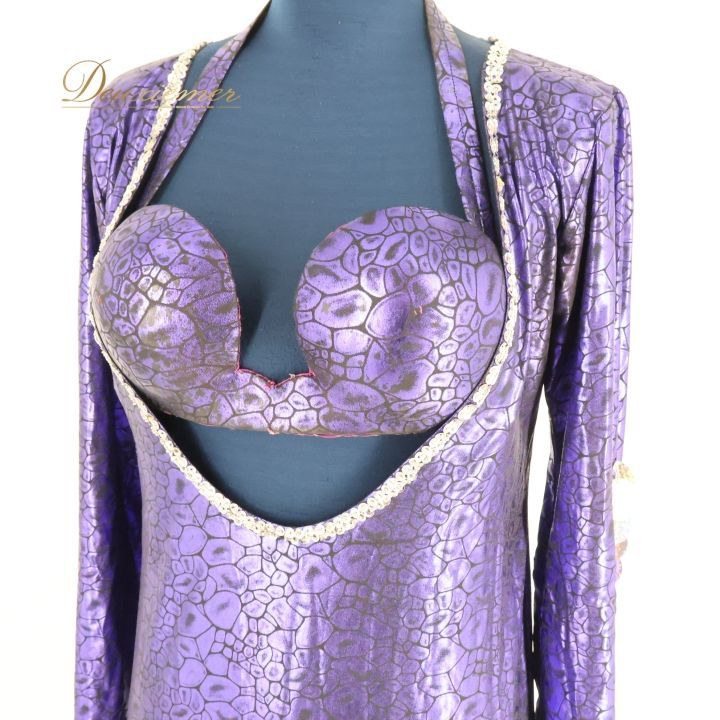 ベリーダンス 衣装 バラディドレス ワンピース ドレス パープル系 紫 ブラック系 黒 柄 模様 スパンコールラメ スリット イベント 発表会 舞台 コスチューム 舞台衣装 衣装セット ダンス衣装 光沢 鮮やか ロングドレス セクシー ドレスアップ