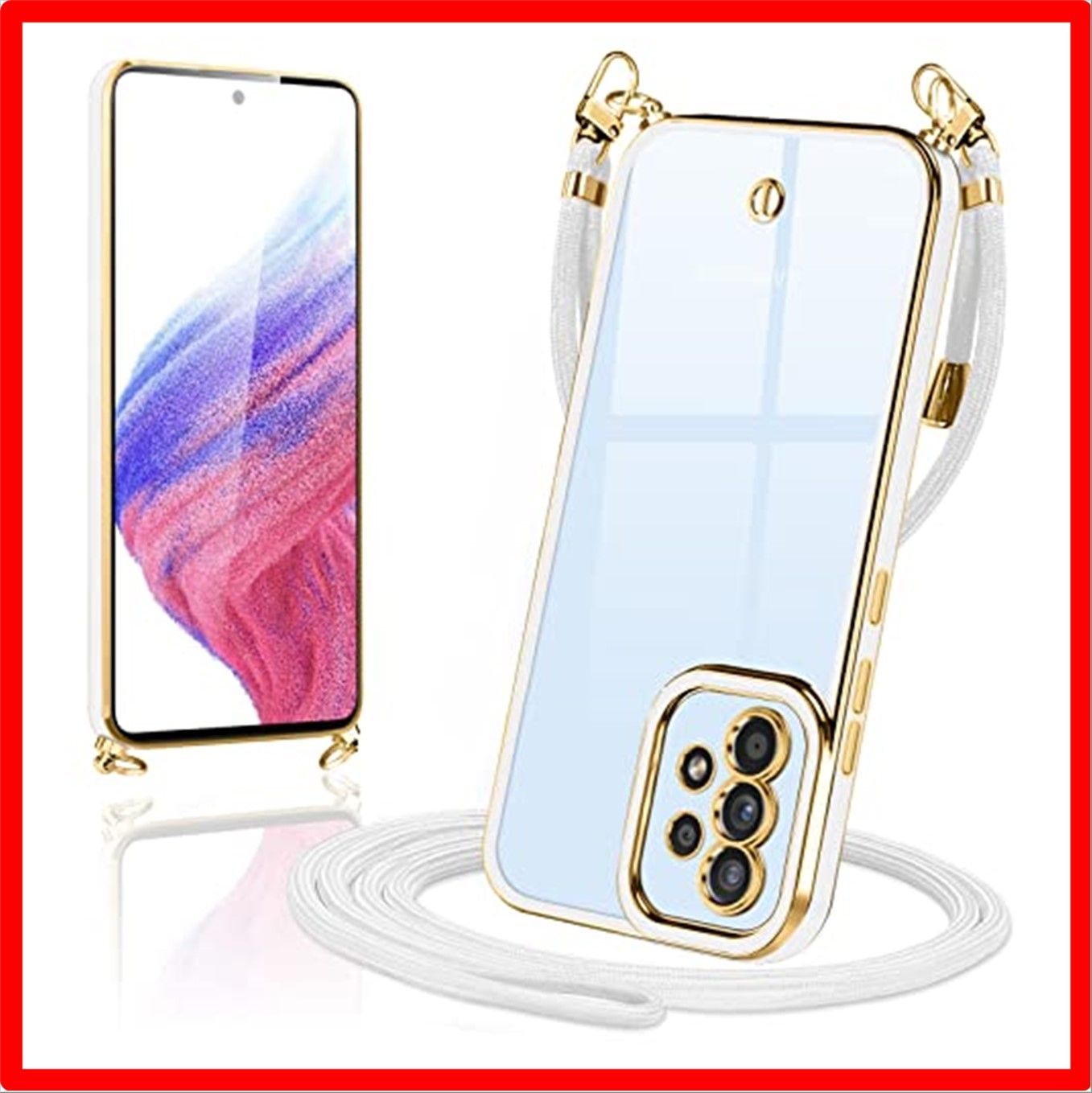 【匿名配送】 Galaxy A53_ホワイト Galaxy A53 5G ケース クリア TPU ショルダー カバー SC-53C SCG15 スマホケース 肩