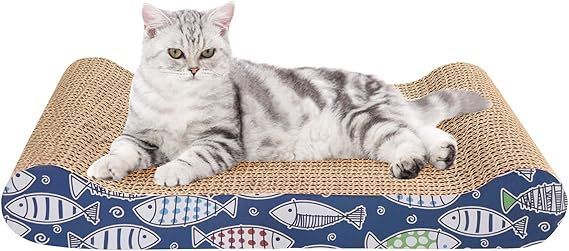 Blueekin 猫 つめとぎ 猫用爪とぎ ダンボール 高密度 耐久 ねこ つめとぎ マット 省スペース 家具破壊防止 運動不足改善 寂しさ解消 両面使用可能 猫 おもちゃ(ベッド型)