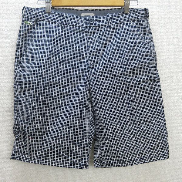 70's Lacoste チェック柄 ショートパンツ G□ラコステ/LACOSTE LIVE ハーフパンツ/チェック柄【US34】紺