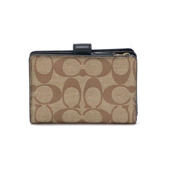 ☆美品☆ COACH 三つ折り財布 ベージュ ブラウン シグネチャー コンパクト