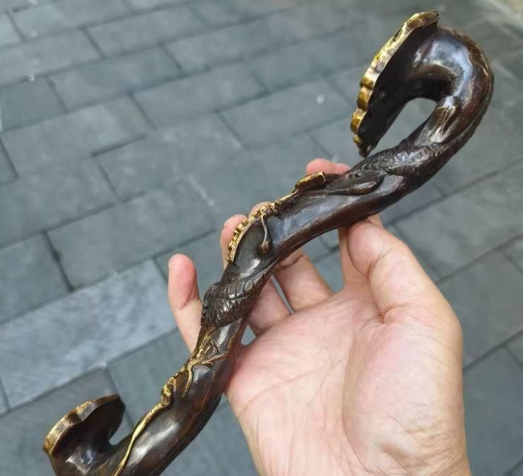 銅細工 金龍頭如意