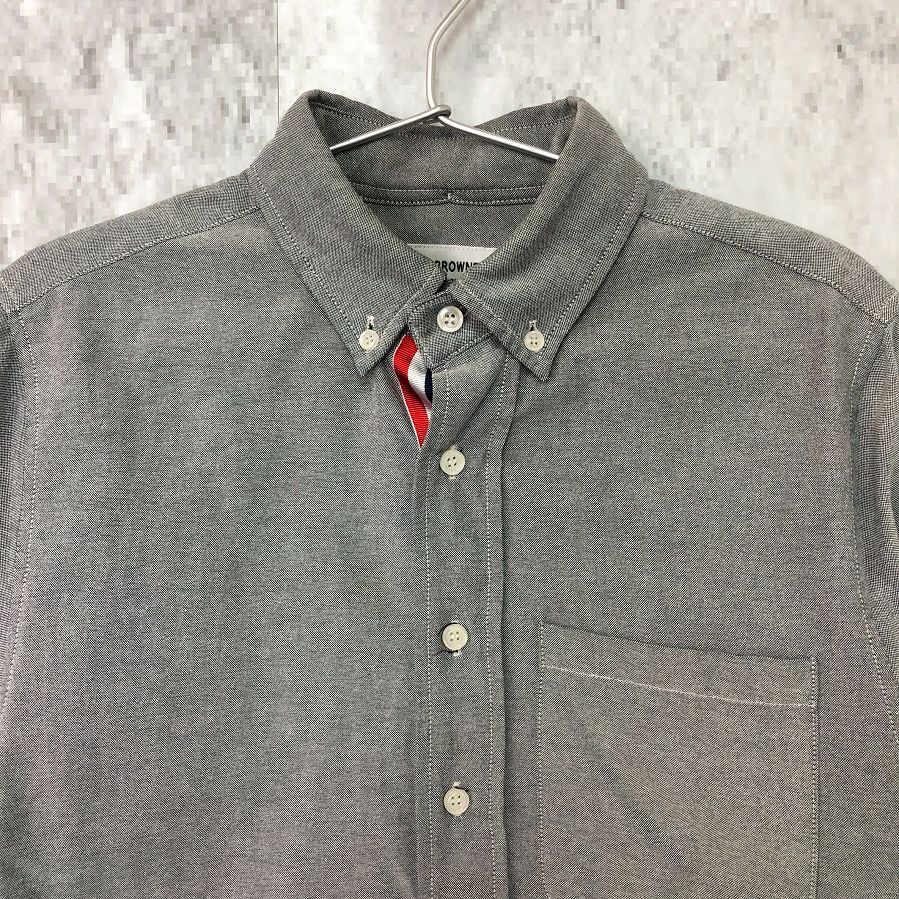 トムブラウン レディースボタンダウンシャツ　38 THOM BROWNE トムブラウン ボタン ダウン シャツ ライト グレー