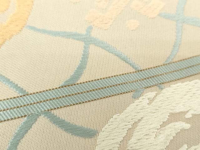 平和屋着物●俵屋　人間国宝　喜多川平朗  有職織物　九寸開き名古屋帯　唐織　向かい鳥丸文　宝尽くし　正絹　逸品　DAAV6272ps 平和屋着物○俵屋 人間国宝 喜多川平朗 有職織物 九寸開き名古屋帯