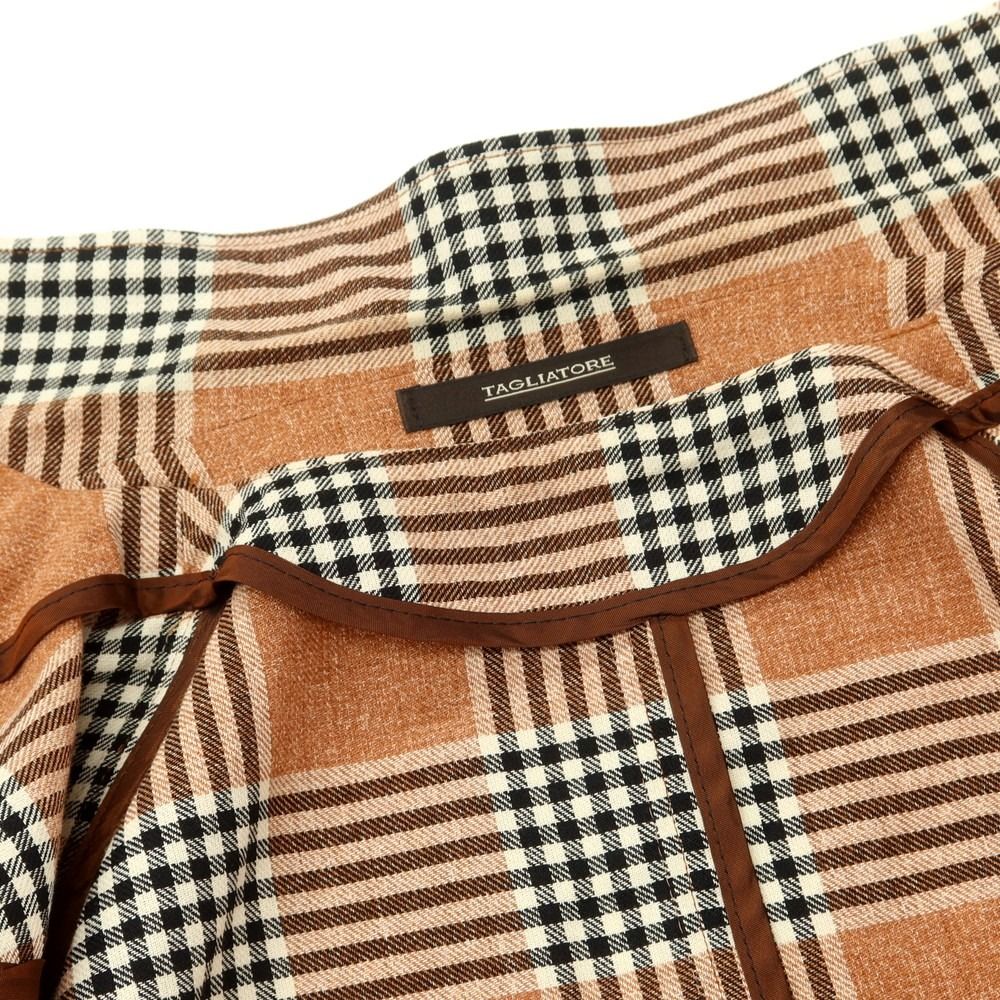 【】タリアトーレ TAGLIATORE コットン チェック テーラードジャケット オレンジブラウンxブラック【サイズ48】【メンズ】