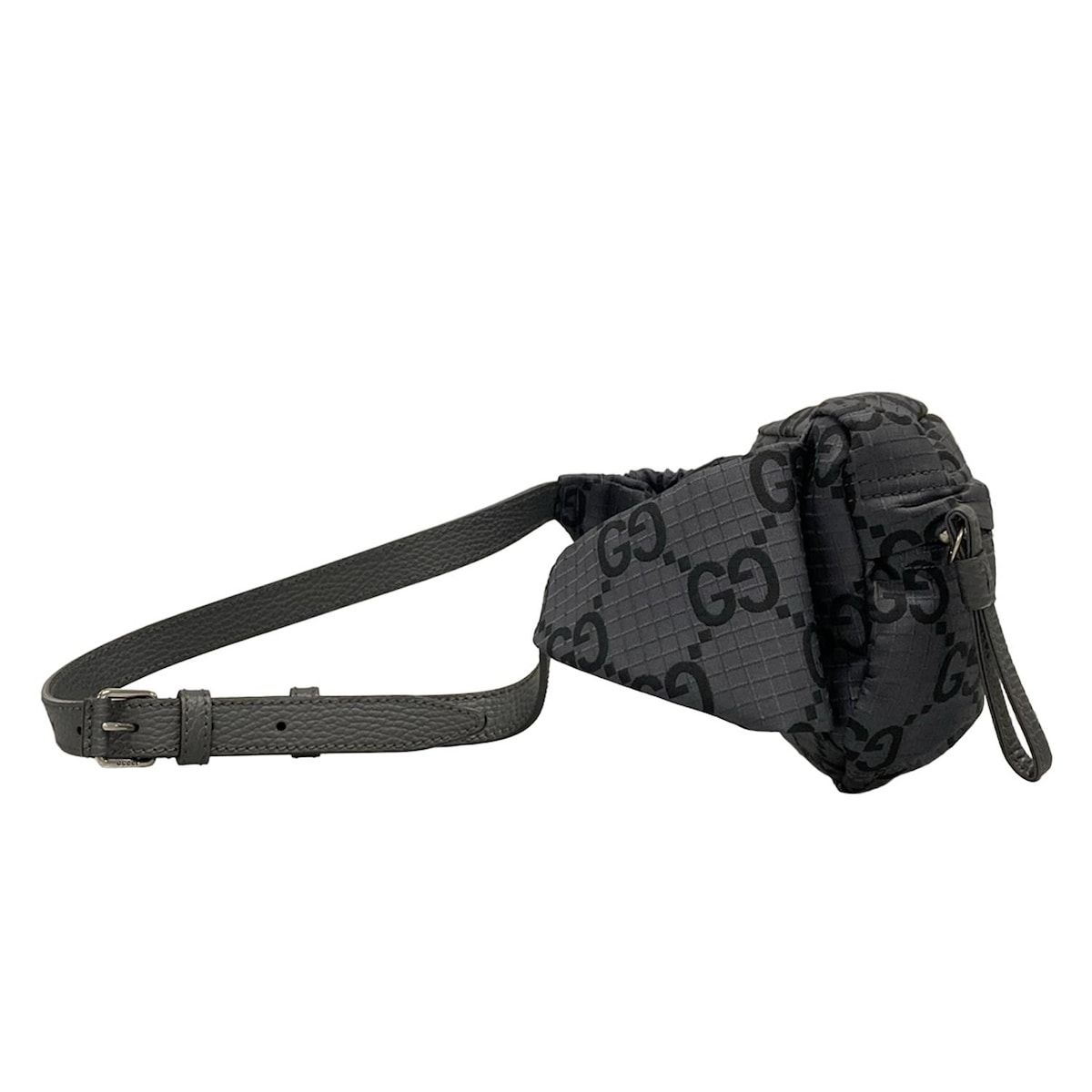 GUCCI グッチ ウエストポーチ GGボディバッグ 767934 グレー×黒 レザー