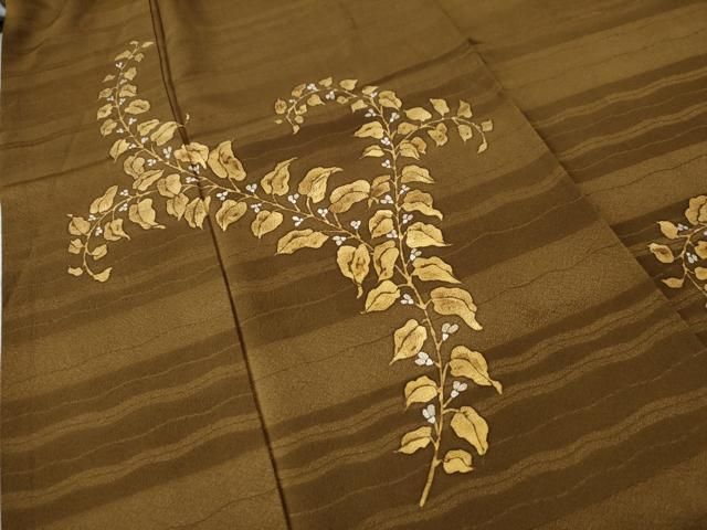 平和屋着物○訪問着 作家物 枝葉唐草文 正絹 金彩 鈴乃屋扱い 逸品