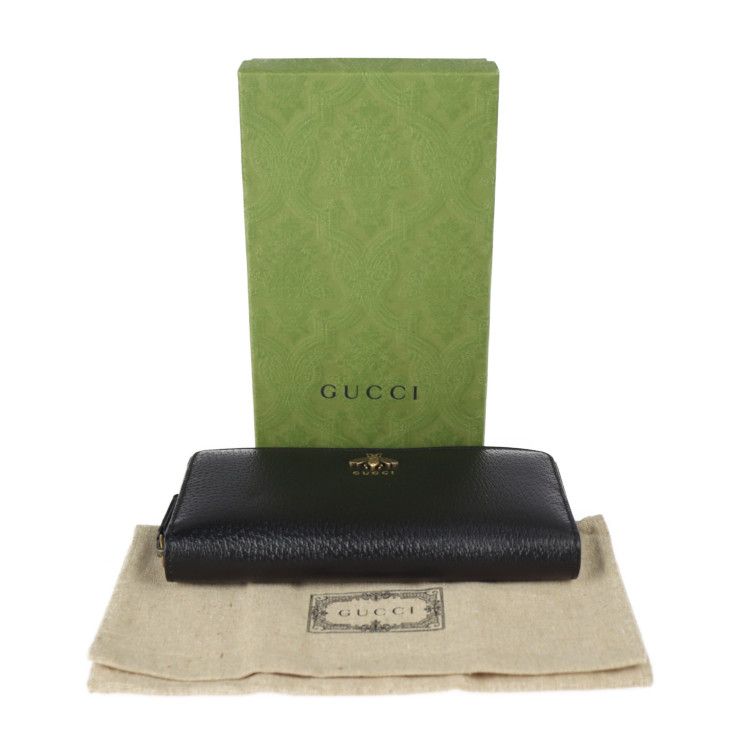 GUCCI グッチ 長財布 523667 レザー ブラック ゴールド金具