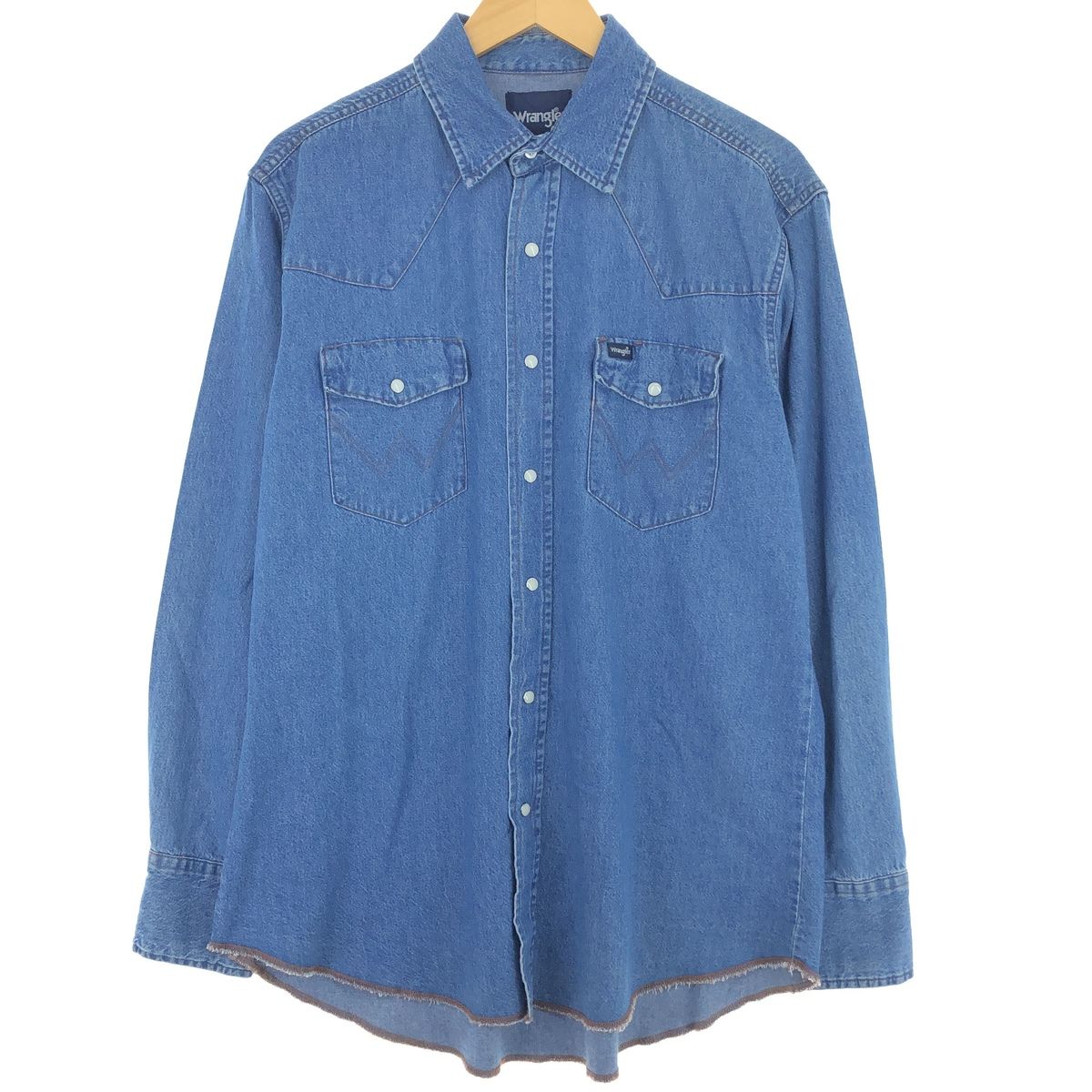 古着 ラングラー Wrangler 長袖 デニム ウエスタンシャツ メンズL/eaa426691