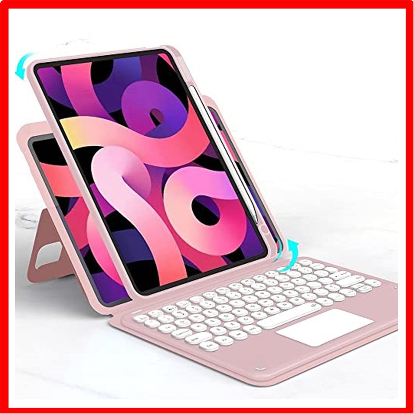 送料無料】 iPad7/8/9/Air3/Pro10.5_ピンク 縦置き 磁気吸着 iPad9