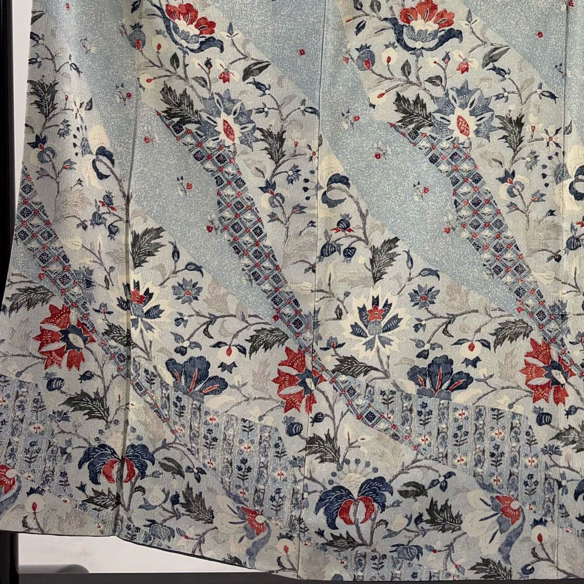 訪問着 身丈155cm 裄丈61cm S 袷 草花 幾何学 水色 正絹 優品 【中古】