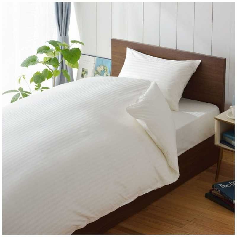 【 新品 未開封 】 生毛工房 【敷ふとんカバー】サテンストライプ ダブルサイズ(綿100%/145×215cm/ホワイト) 未使用 送料無料