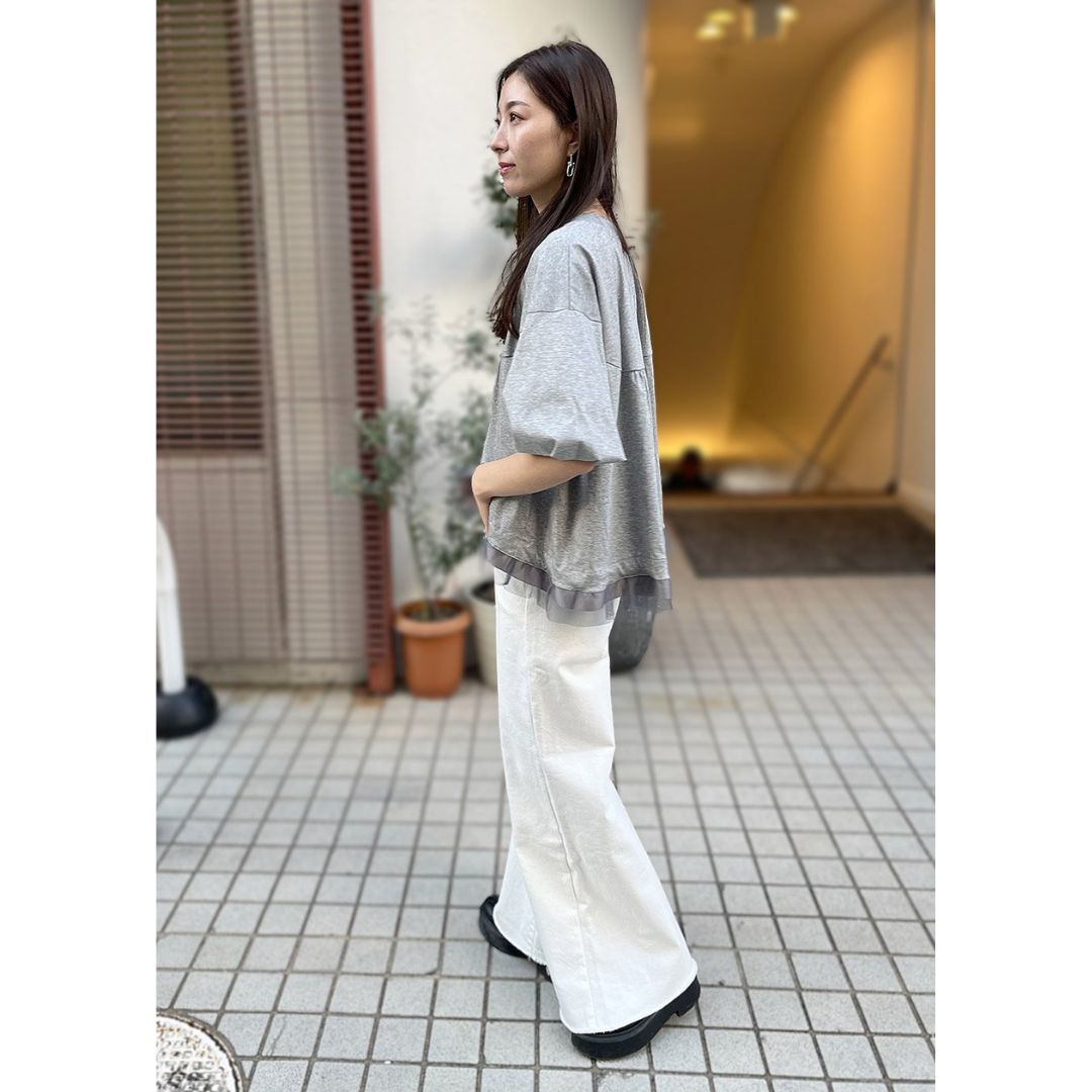 INDIMARK カットオフ ワイドパンツ ホワイト INDIMARK カットオフワイドパンツ | ホワイト - インディマーク
