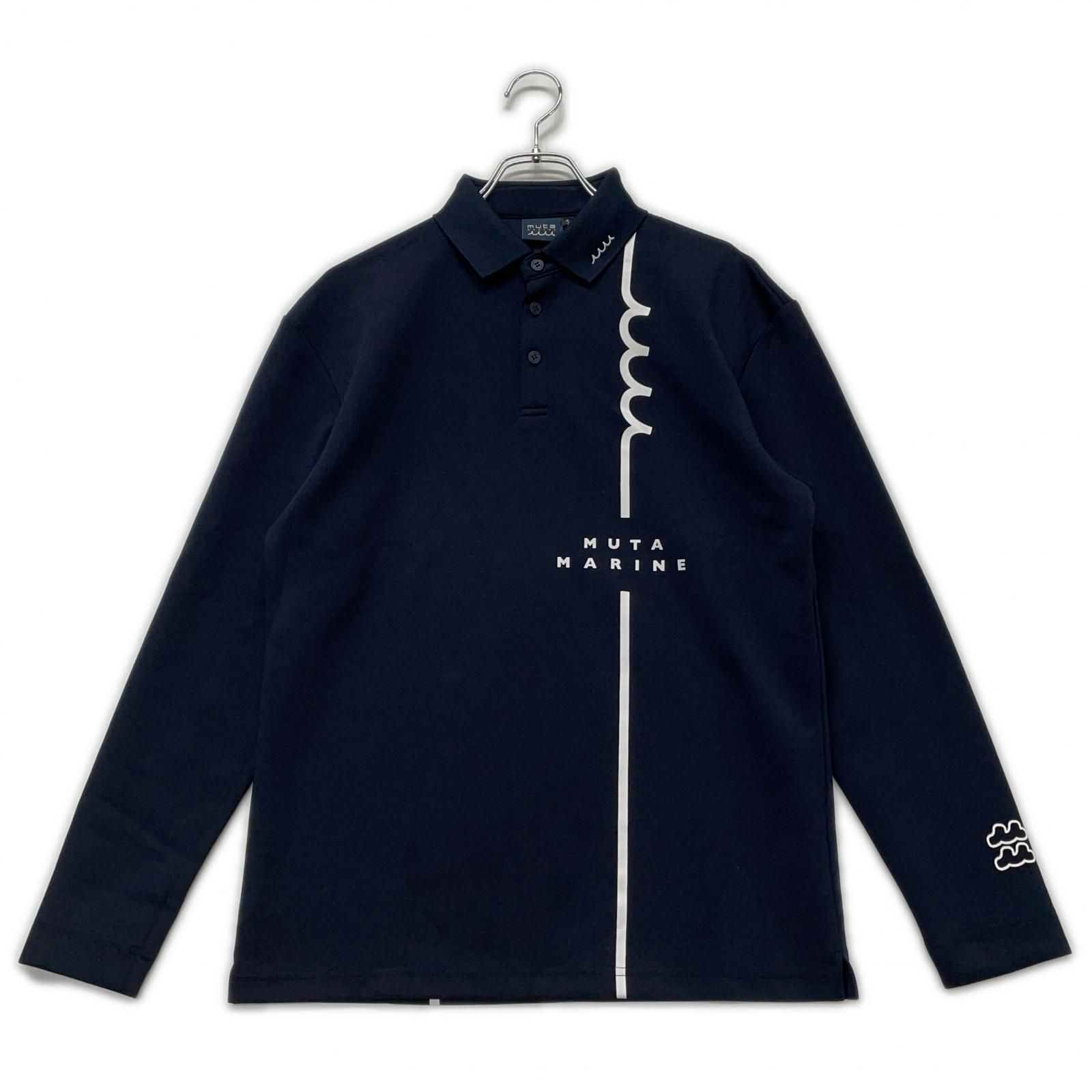 メンズ ムータマリン muta MARINE 長袖ポロシャツ 5 M 紺 ダンボールニット
