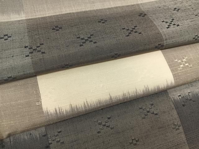 平和屋着物○上質な紬 花織 市松文様 やまと誂製 正絹 逸品 BAAT0816yc  