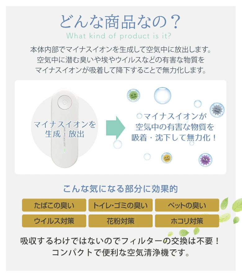 2個セット】【スピード発送】空気清浄機ミニ小型マイナスイオン発生器コンセント式 メルカリShops コロナ対策マイナスイオン脱臭機 空気清浄機 ミニマル設計 マイナスイオン発生 コンセント式 フィルター交換不要 電池不要 トイレ・浴室