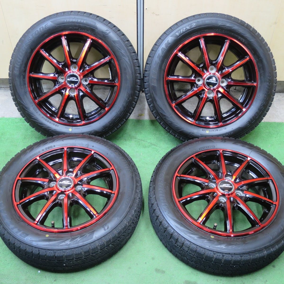 バリ溝 24年 キレイ 9分 スタッドレス 155|65R14 ブリヂストン ブリザック VRX2 SCHNEIDER MiD シュナイダー 14インチ PCD100|4H 5052601TTス