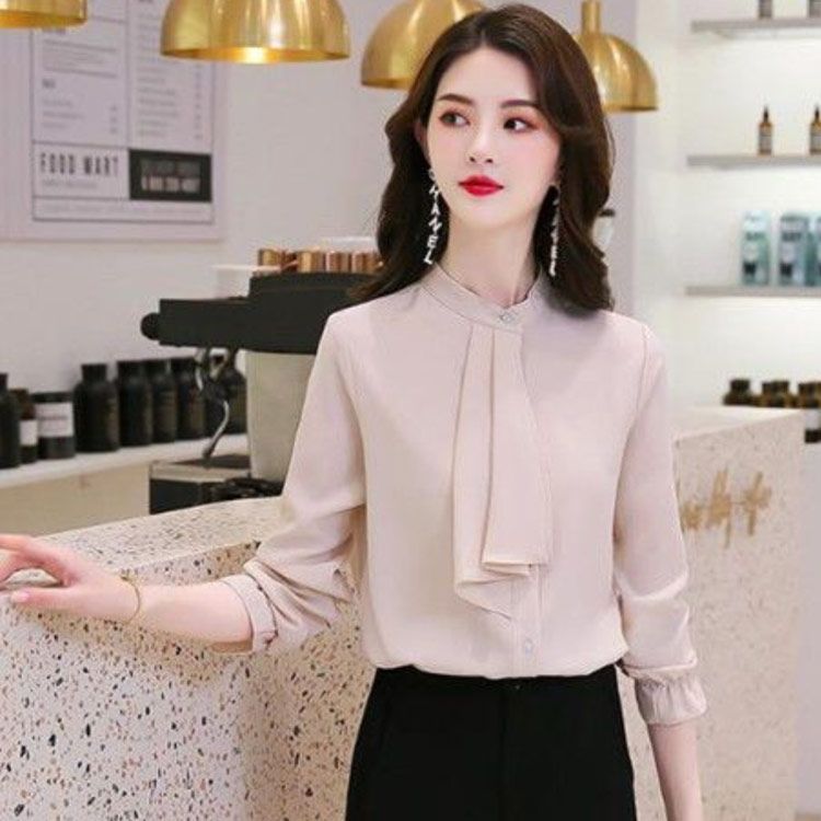 美品 SCENTOF(セントフ)ハイネックタイブラウス ゆったり 人気 白 通年 セール】 ハイネックバックボタンブラウス （シャツ・ブラウス