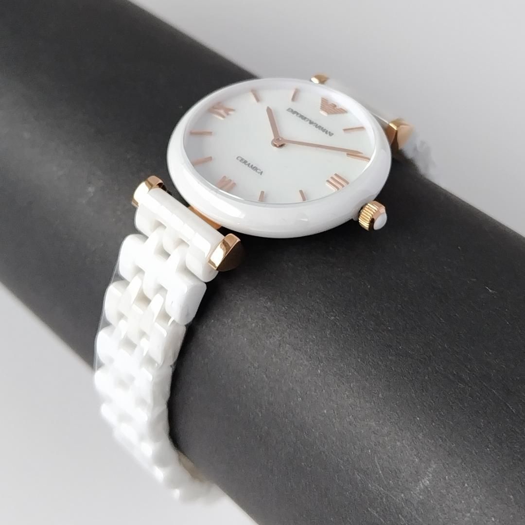 高級品市場 エンポリオアルマーニ 白セラミック レディース腕時計 ...