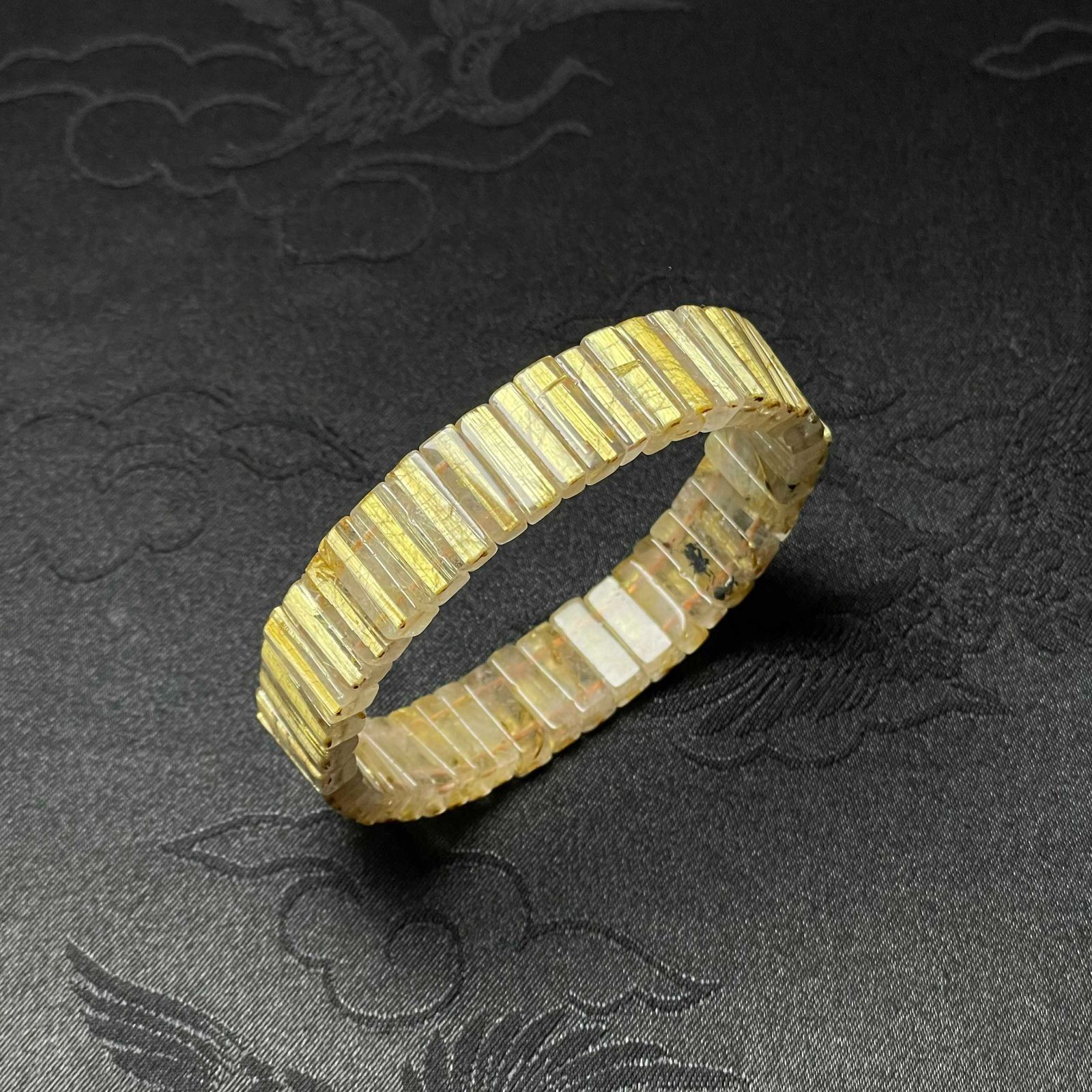 上級 EU製 タイチンルチルバングル 黄金針水晶 ブレスレット パワーストーン 金運 お守り プレゼント 13.4 5.1 5.3mm ZB9347