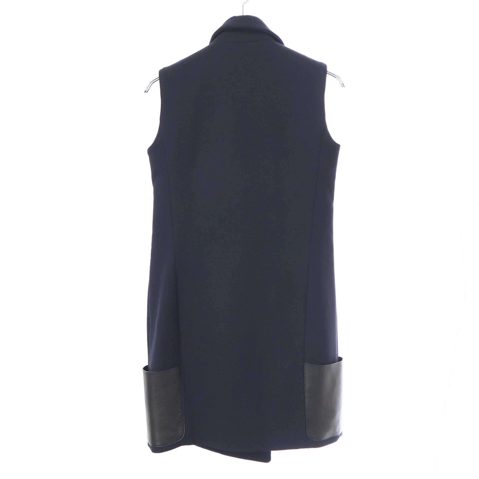 CELINE セリーヌ by Phoebe Philo レザーポケットロングジレベスト ネイビー 36