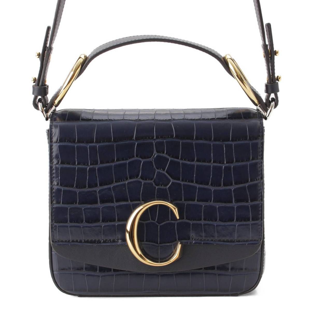 クロエ】Chloe C クロコ型押し レザー 2WAYハンドバッグ ショルダー 