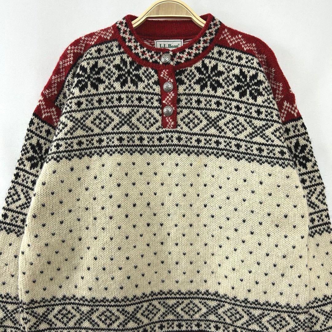 90s USA製 エルエルビーン ヘンリーネック ウール ニット